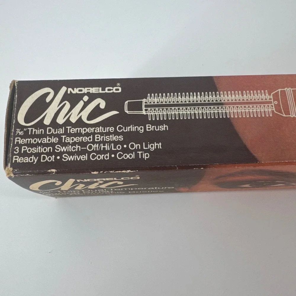 Norelco Chic CCB21 Women Curling Brush 7/16 Inch Brown Dual Temp Vintage 1983